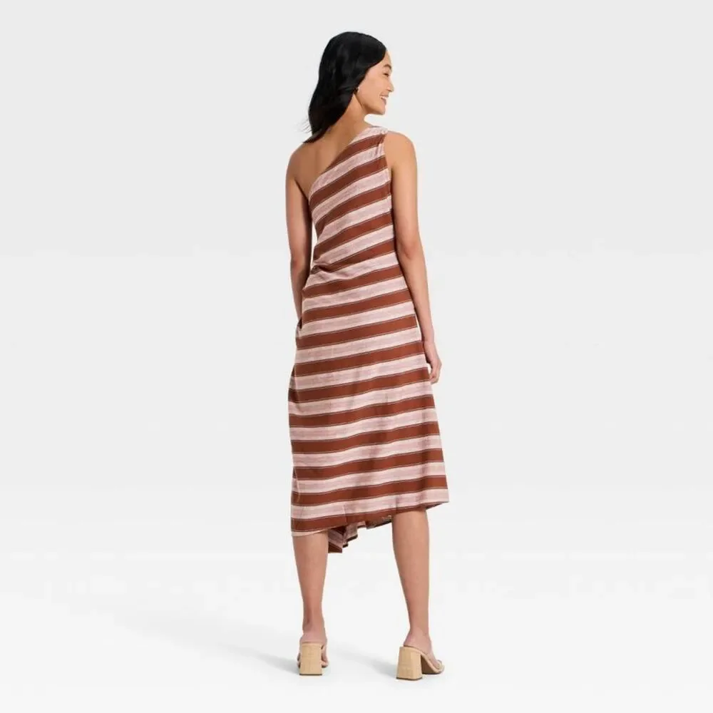 Open Box - A New Day - Women's Ruched Side Pleated Midi Dress - A New Day Brown - Picture 2 of 3